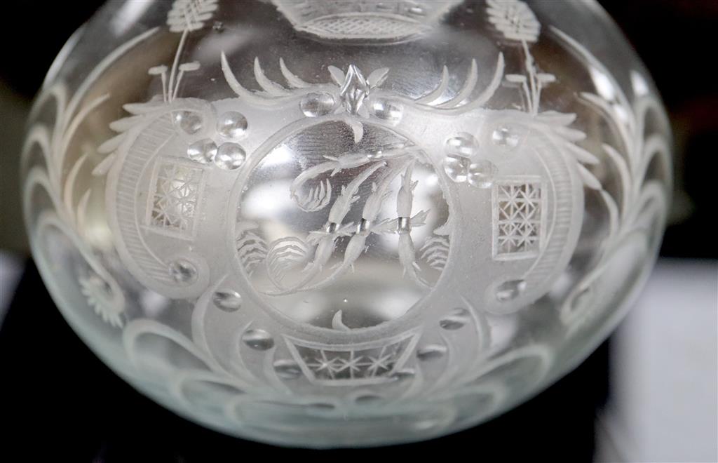 A German glass bottle vase, first quarter 19th century, commemorating Frederick Augustus, Elector of Saxony, 13.5cm high